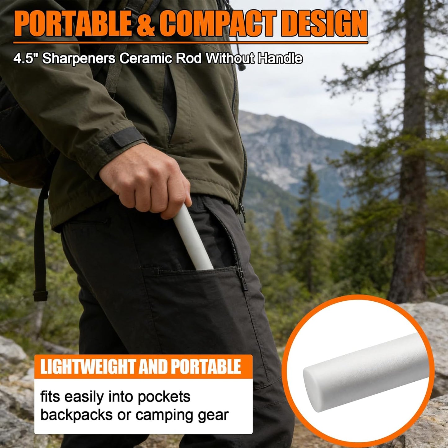 Sacapuntas Cerámica 4.5pulg Afilador Cuchillos Bolsillo Set 2