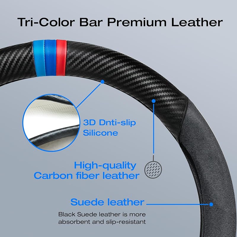 Funda volante fibra carbono antiderrap 38cm X5 X3 negro