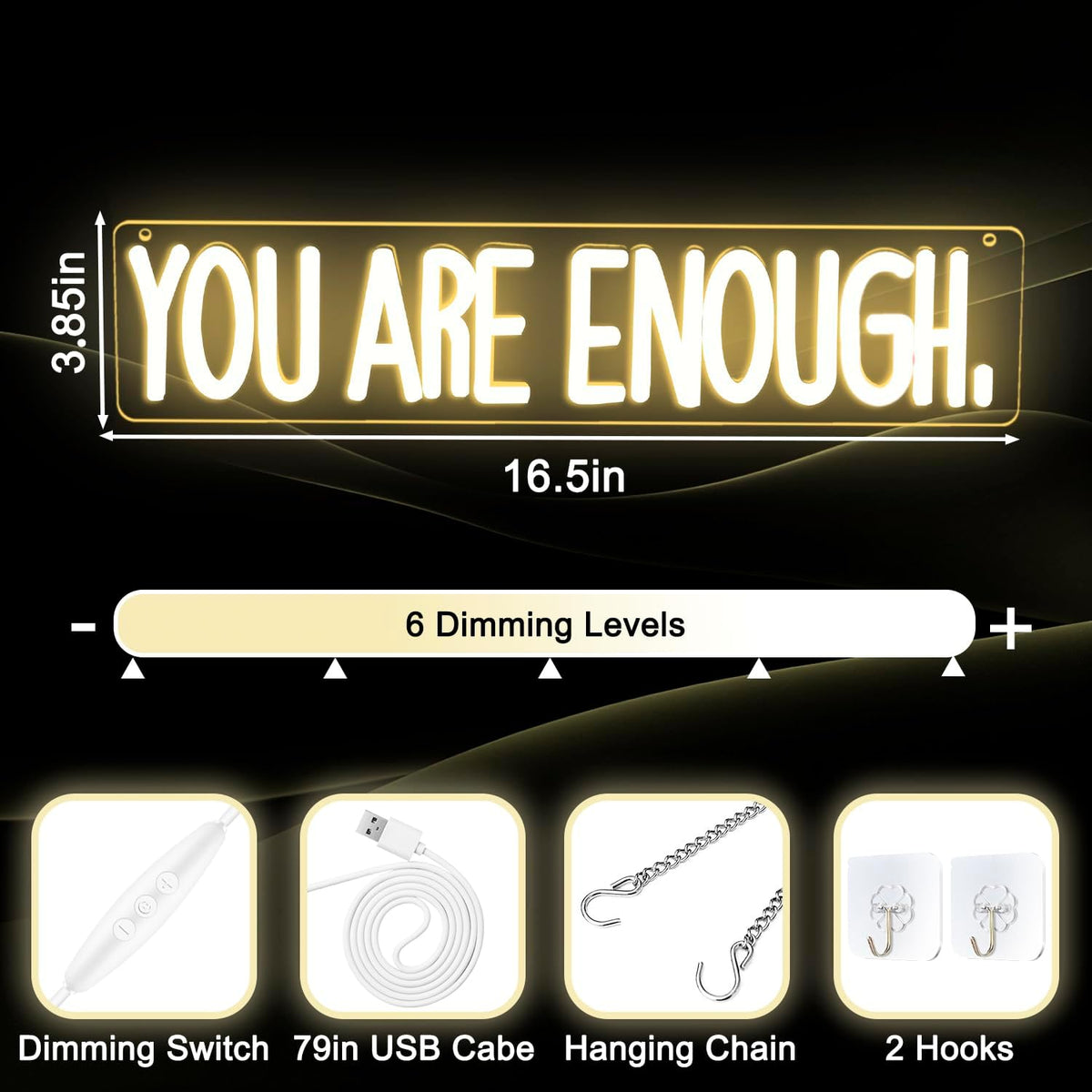 Letrero neón USB You Are Enough para dormitorio y sala