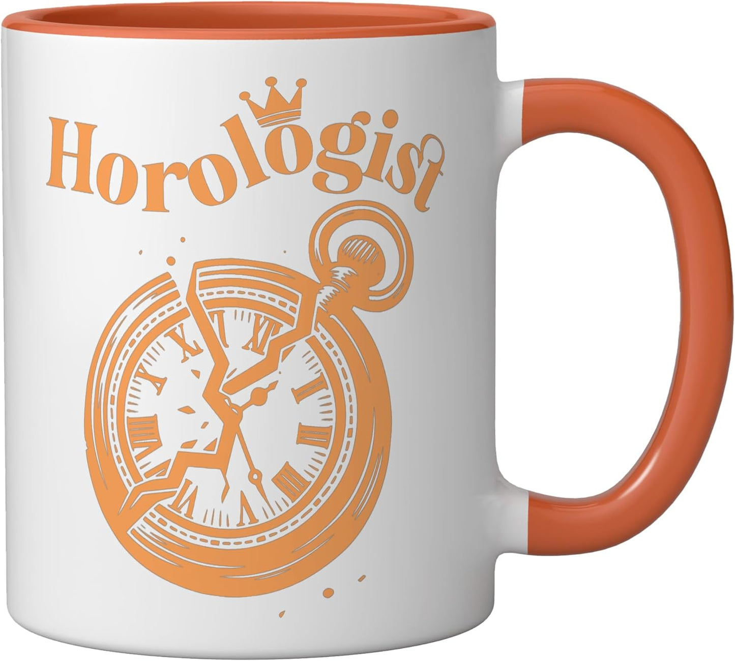 Taza Cerámica Relojero Color Naranja/Blanco