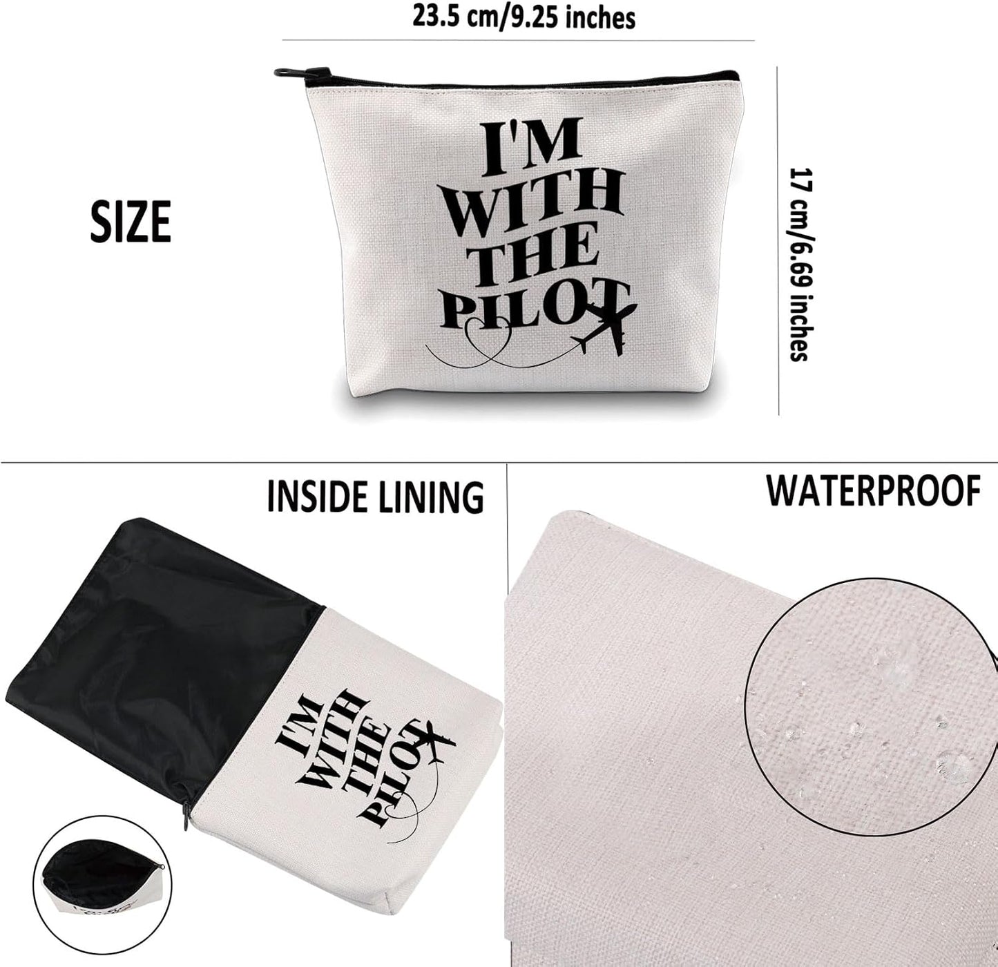Bolsa maquillaje mujer con texto I Love My Pilot