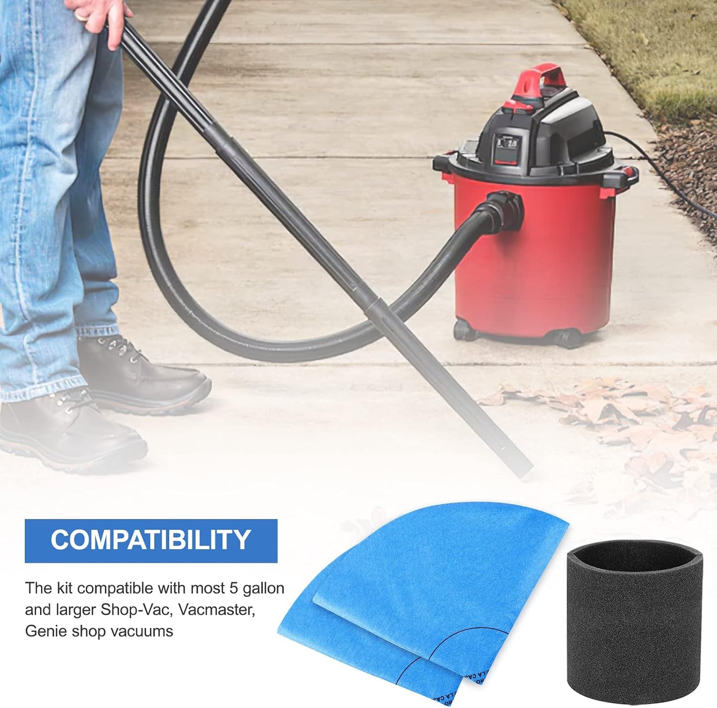 Funda espuma filtro aspiradora 5-16gal pack 5