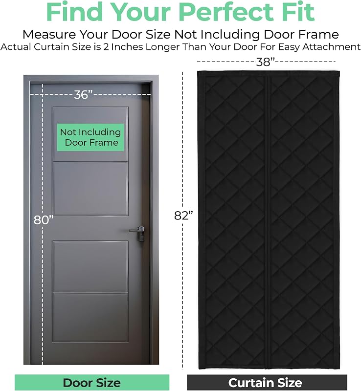 Cortina magnética térmica negra 36x80pulg aislante para puerta