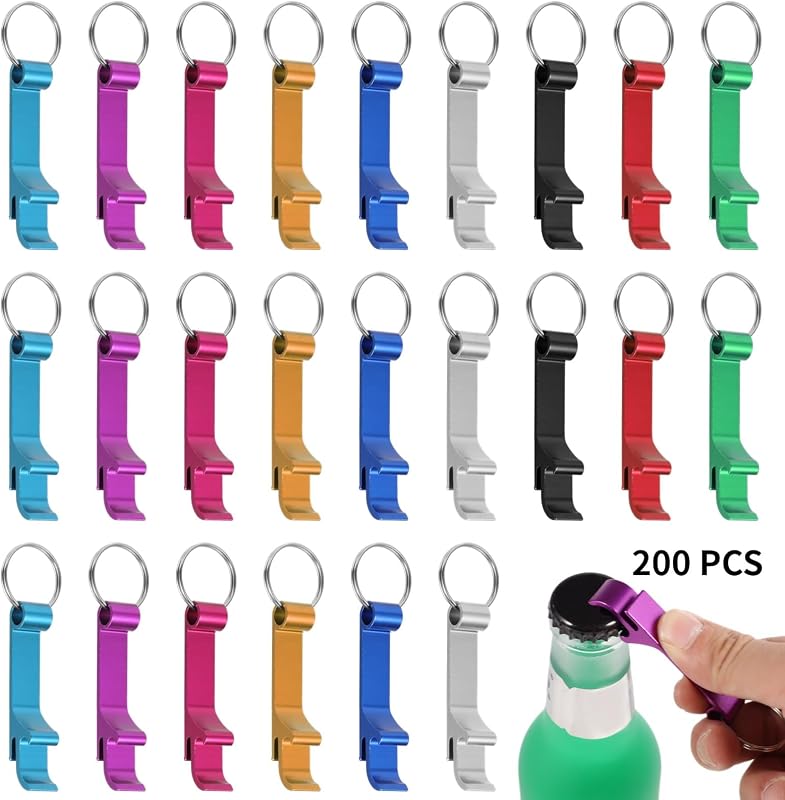 200 Llaveros Abrebotellas Coloridos para Refrescos y Jugos