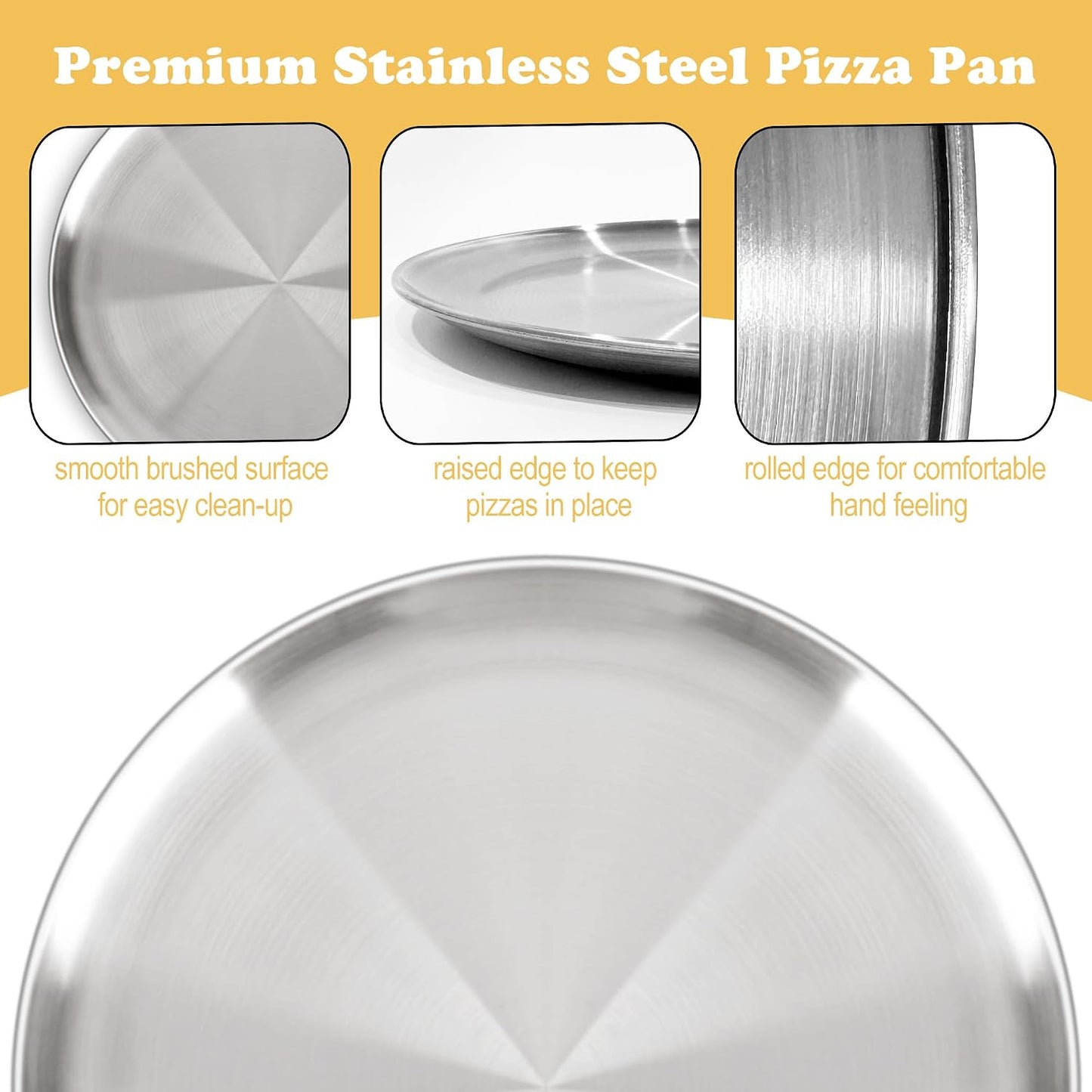 Set 3 bandejas pizza 12pulg acero inox antiadherente
