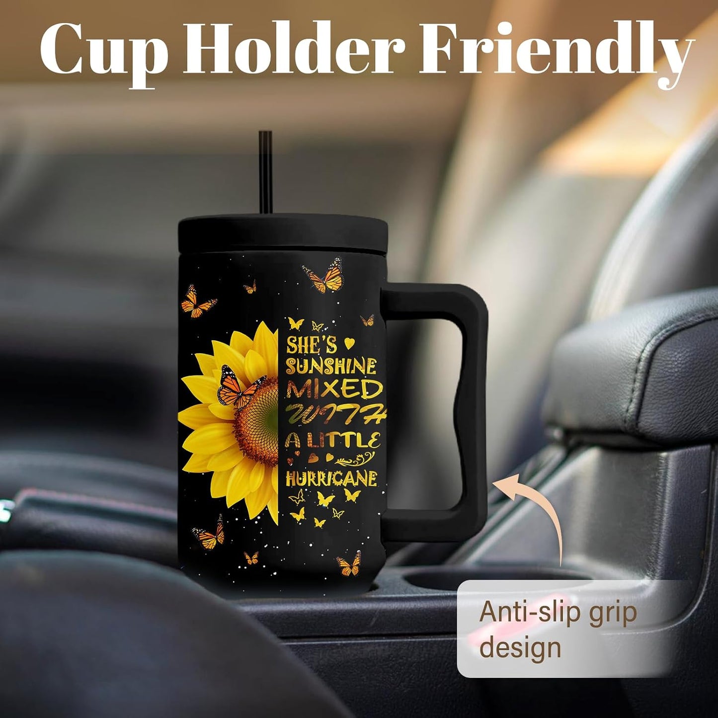 Vaso positivo girasol 40oz para mujer regalo Navidad