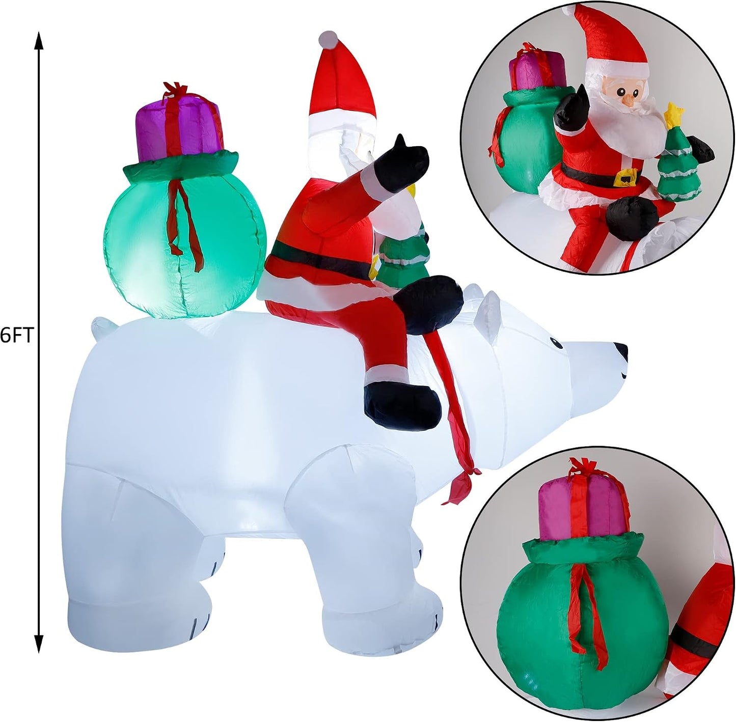 Decoración inflable Santa Claus 6ft luces LED jardín