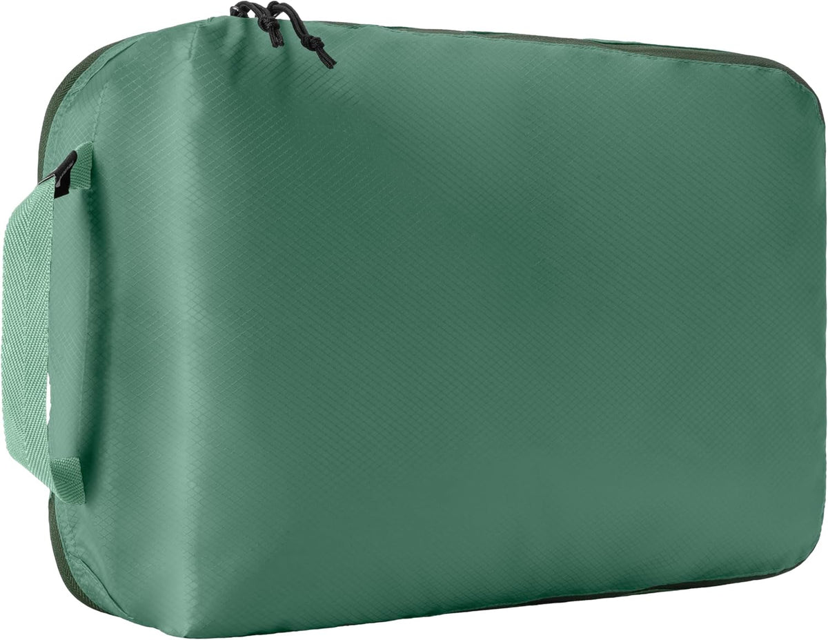 Cubo embalaje doble compartimento tela reciclada verde