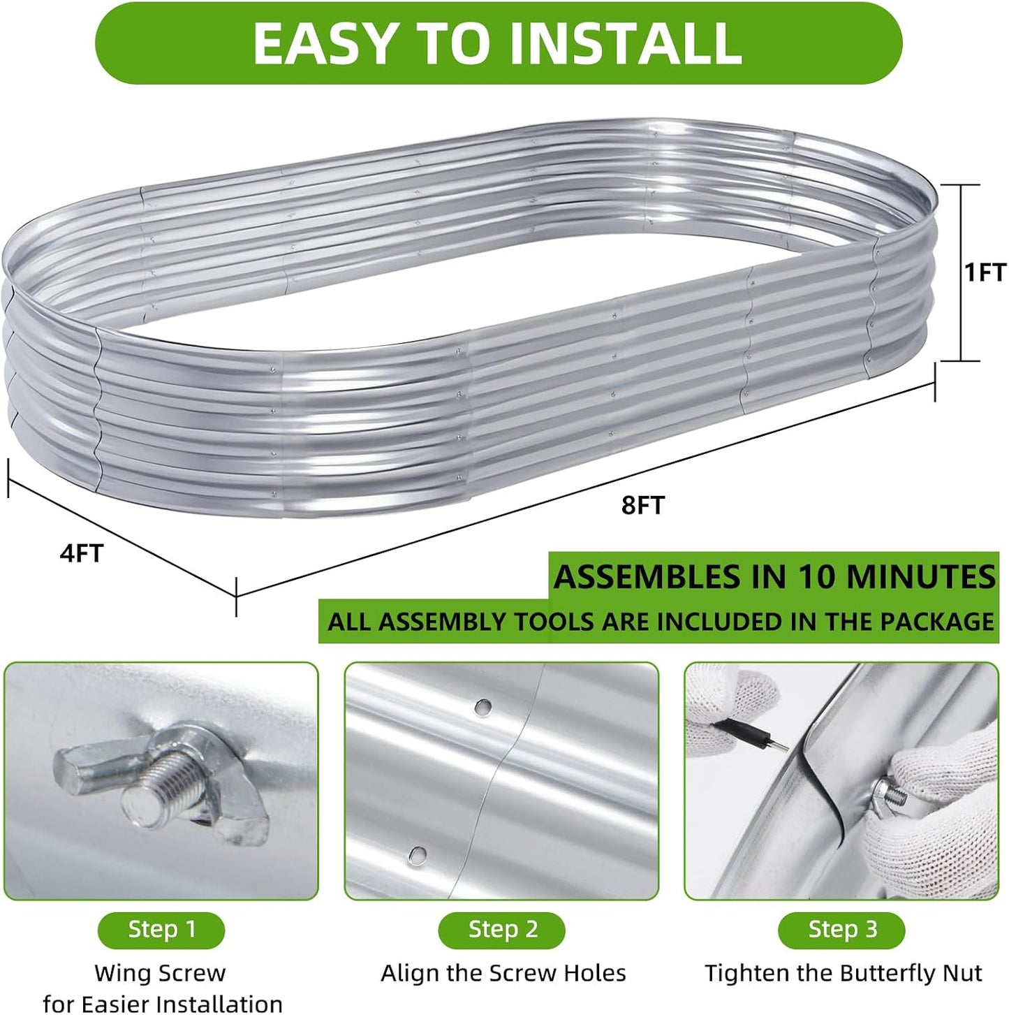 Kit cama jardín elevada galvanizada ovalada