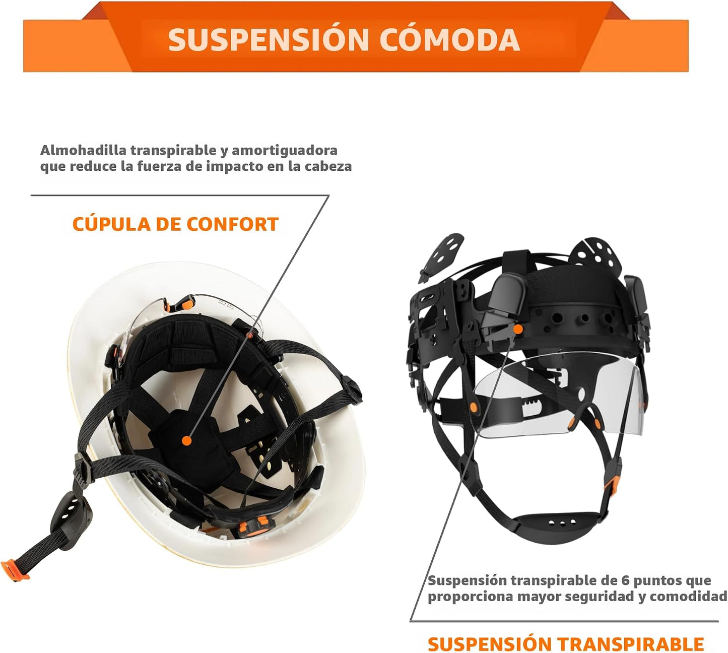 Casco seguridad ala completa visera aprobado ANSI Z89.1