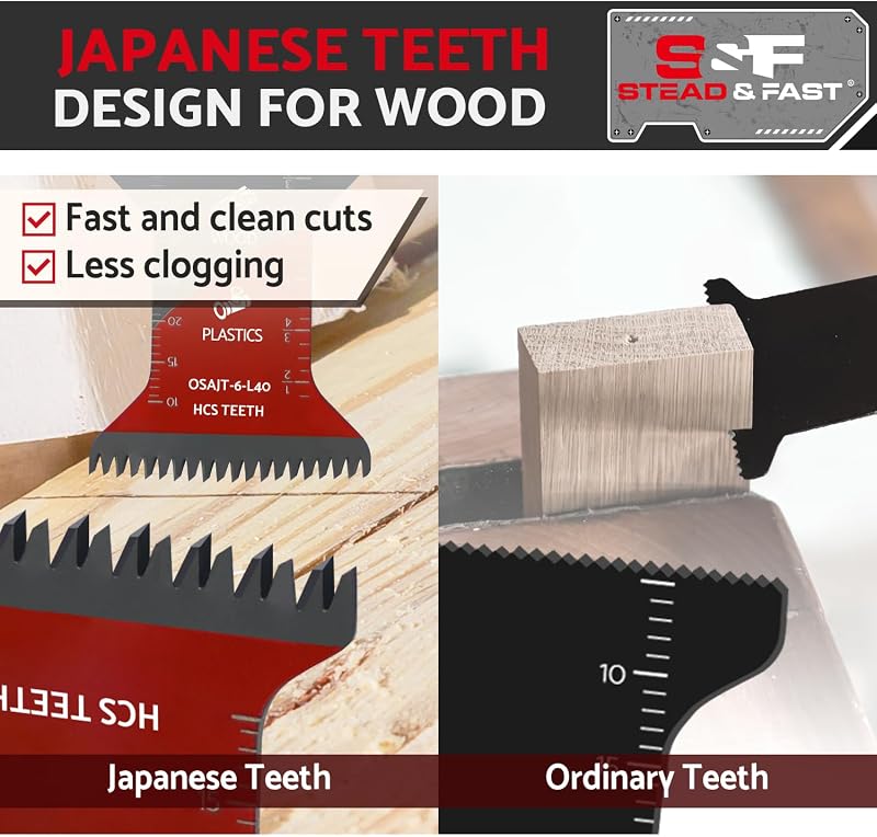 6 Hojas Sierra Oscilante Dientes Japoneses para Madera Plástico
