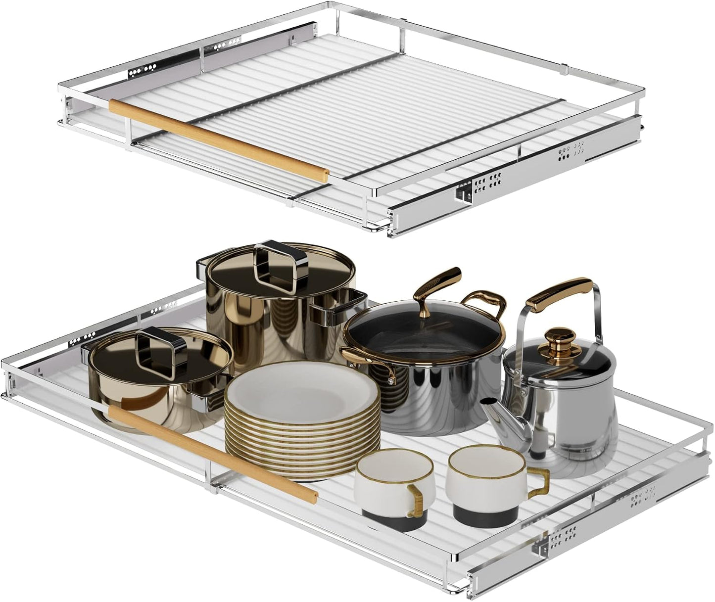 Organiz. cajones metal deslizante estante expandible