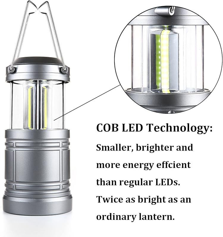 Farol LED campamento 500 lúmenes plegable con pilas pack 4