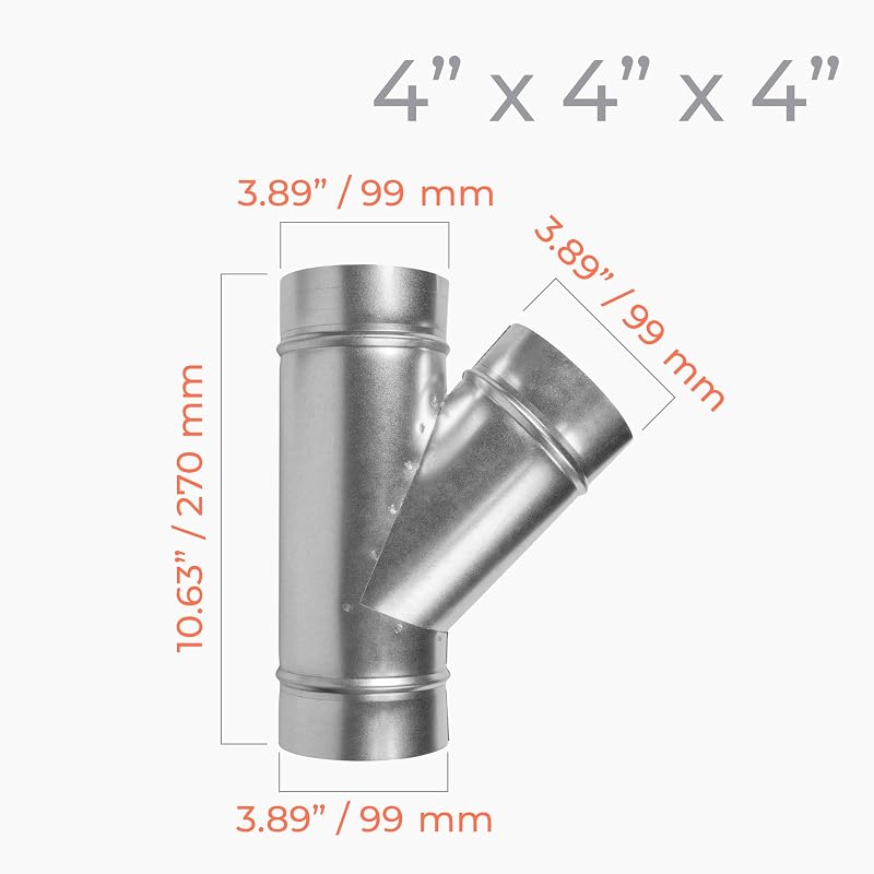 Divisor conducto Wye 45° 4x4x4" acero galvanizado