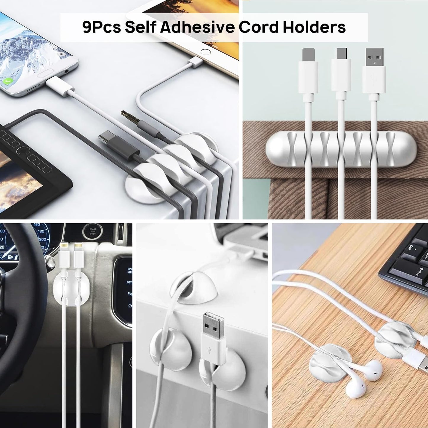 Kit organiz. cables 193 pzas 4 fundas 57 clips