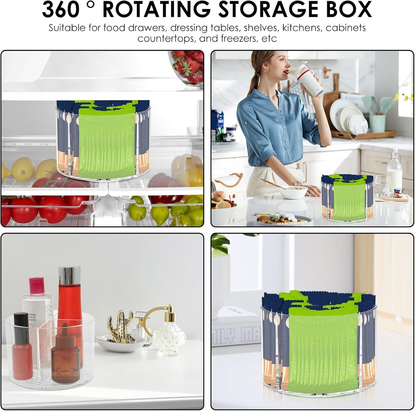 Organiz. giratorio para bebidas con 4 compartimentos