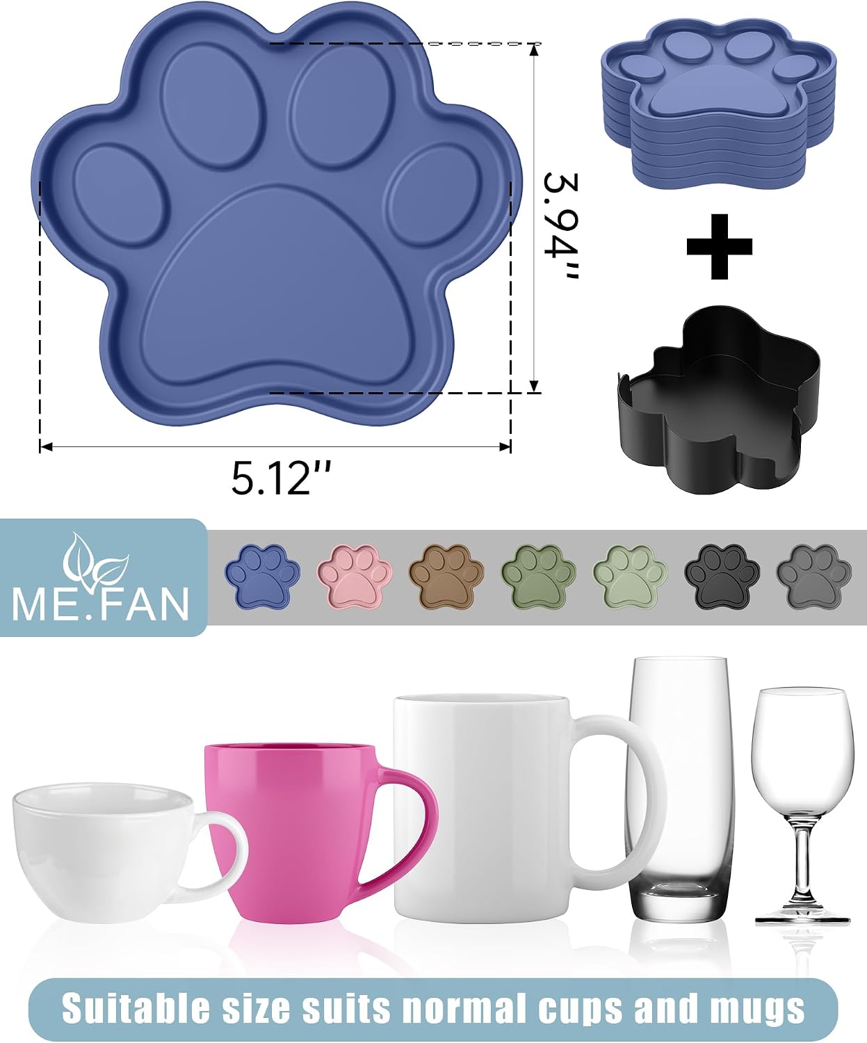 6 Pzas posavasos silicona antideslizante gris