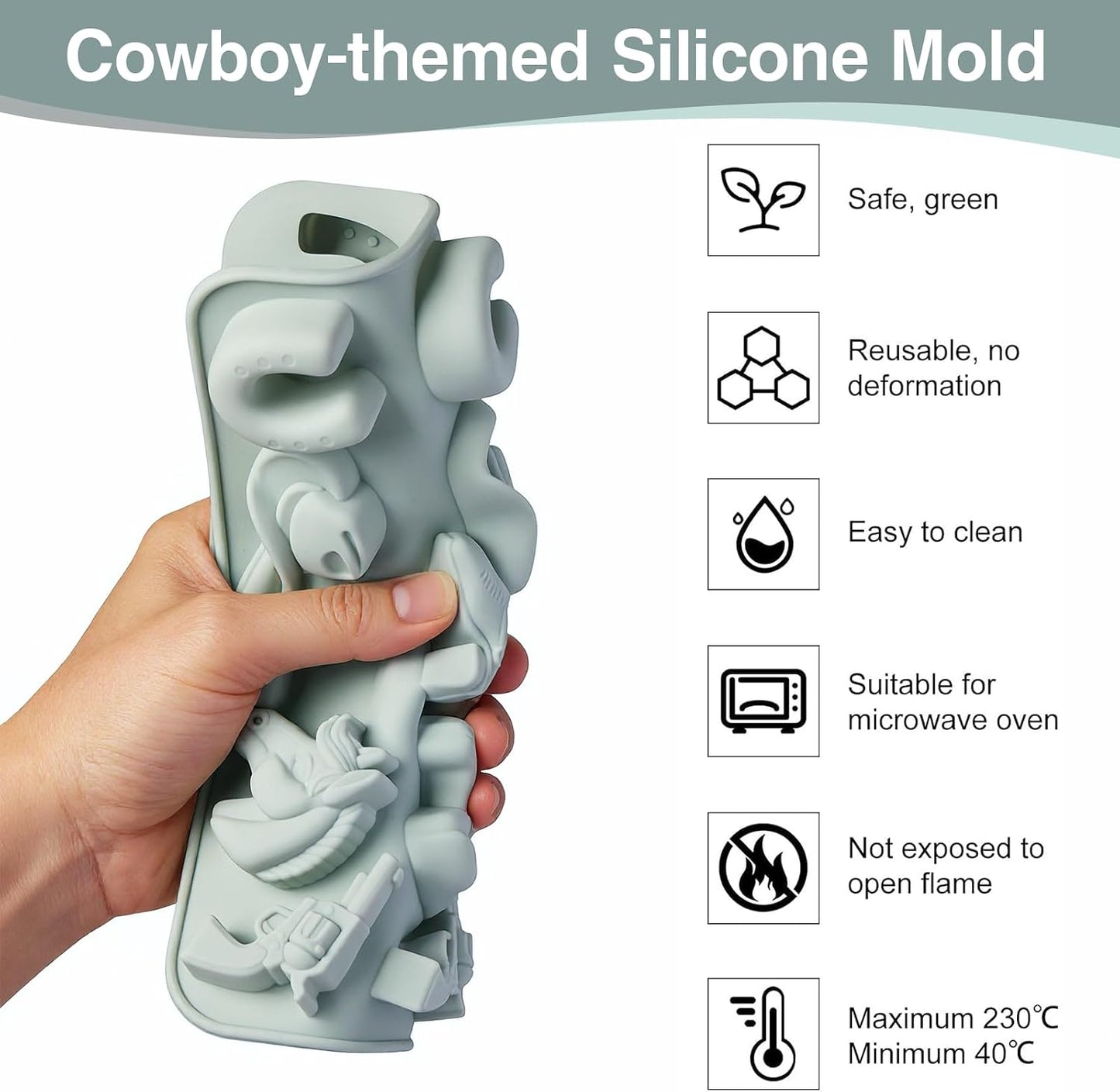 Moldes silicona caramelo chocolate sombrero vaquero caballo