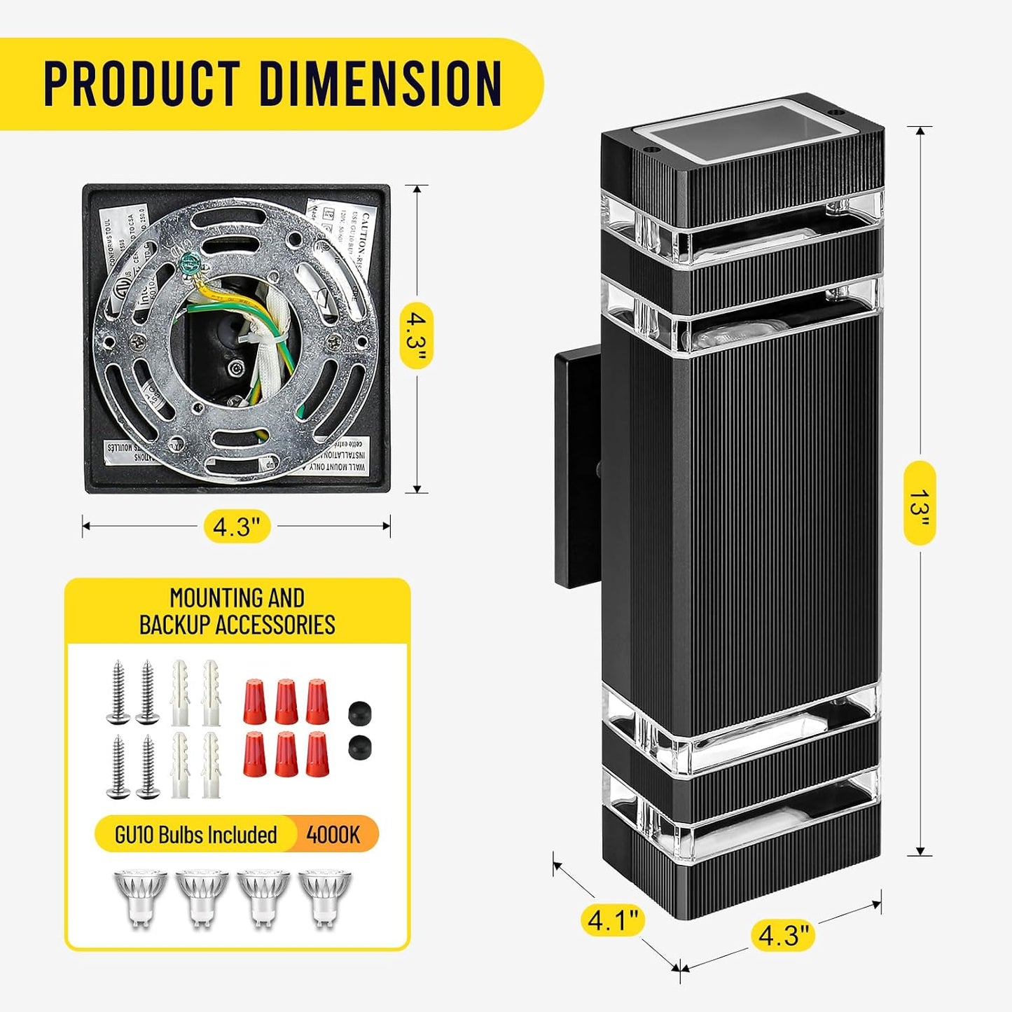 Lámpara pared exterior LED IP65 ahorro energía moderna
