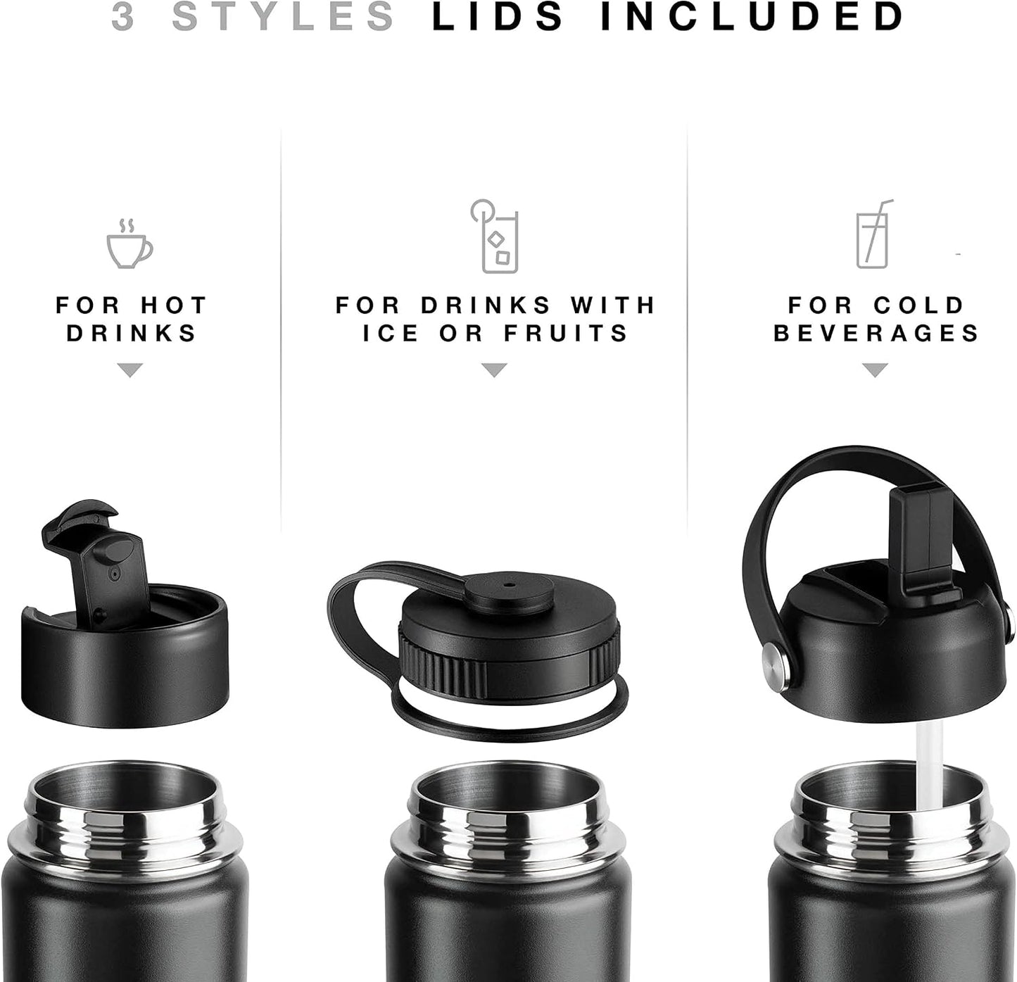 Botella agua acero inox doble pared taza viaje bebidas