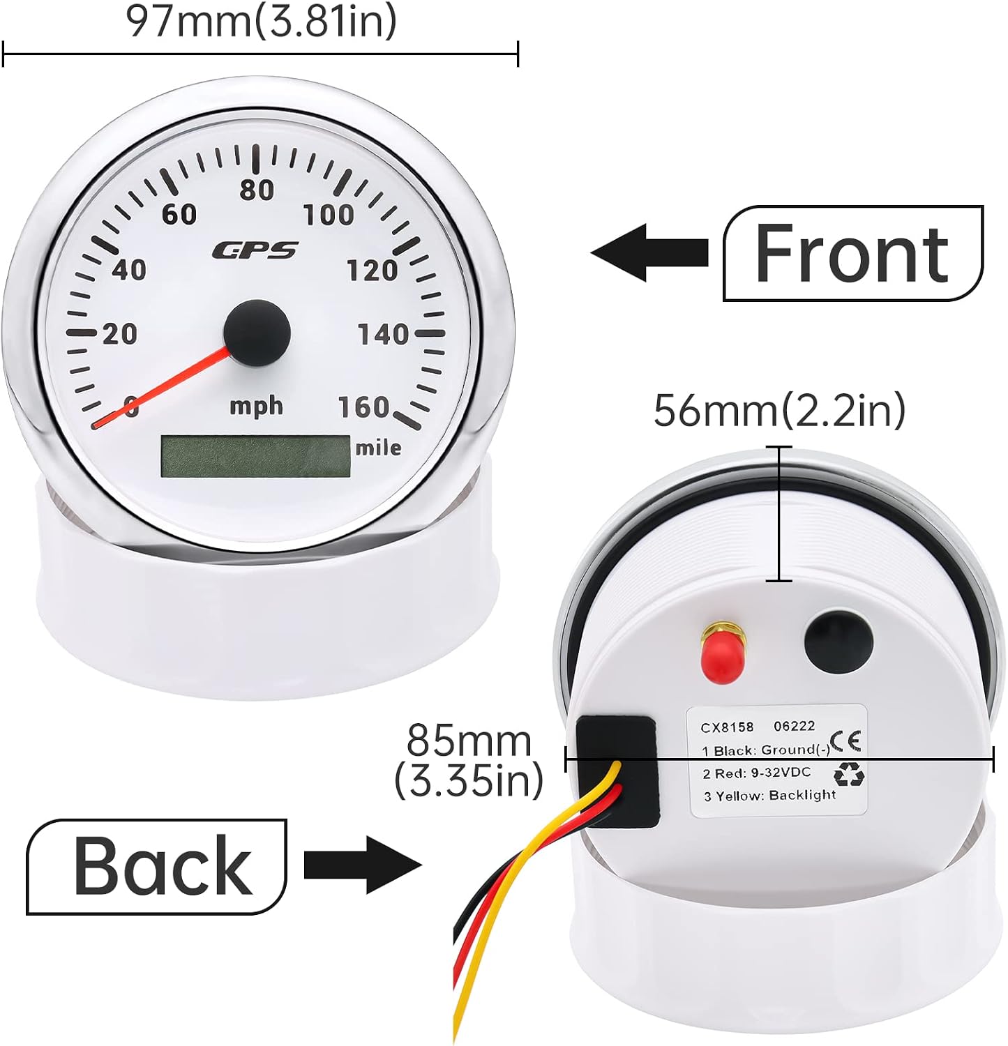 Velocímetro GPS 7 colores uso universal 9-32v