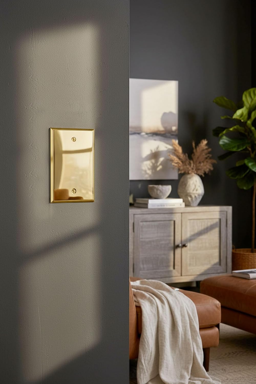 Placa pared dorado brillante cubierta interruptor luz