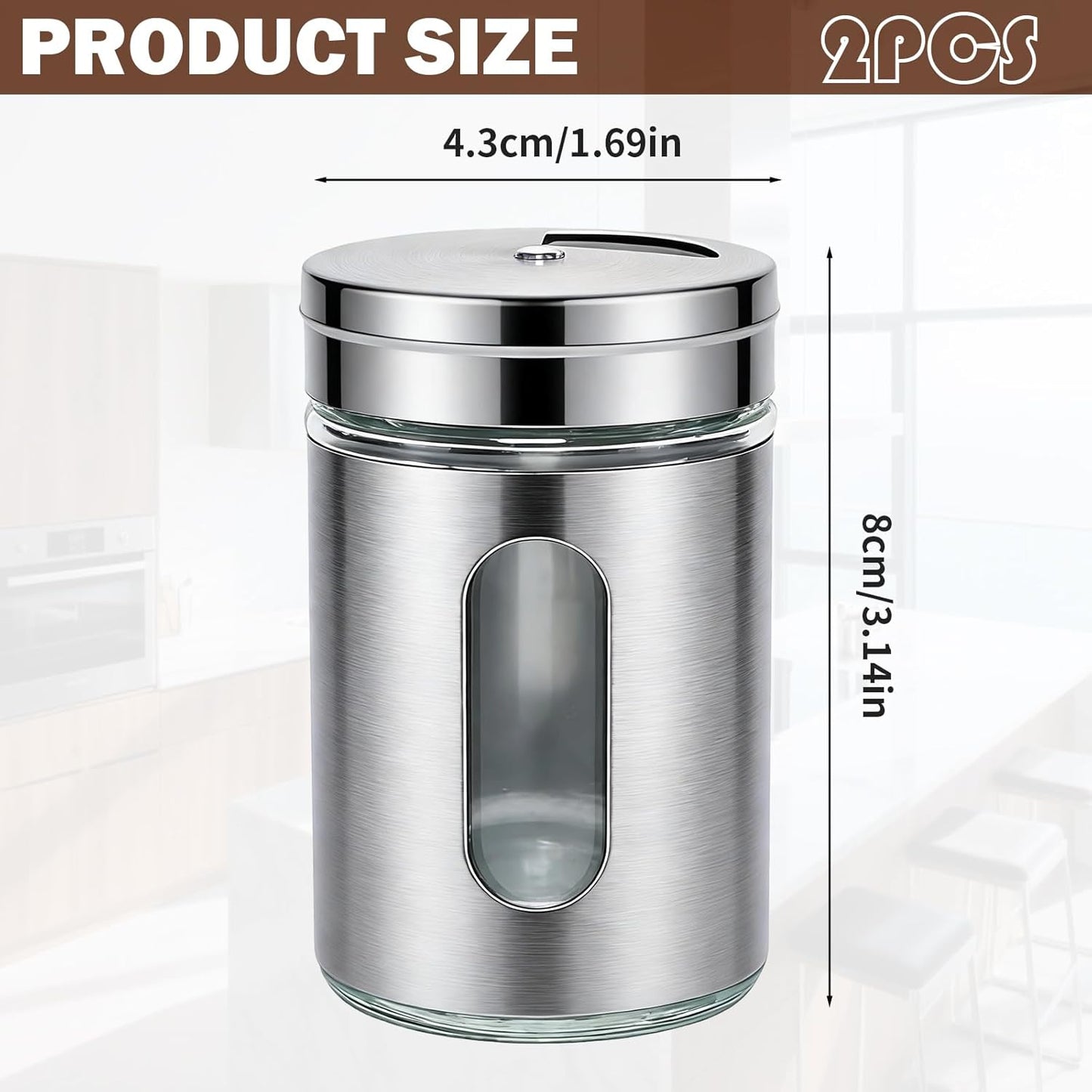2 Saleros Pimenteros Acero Inox Vidrio Encimera
