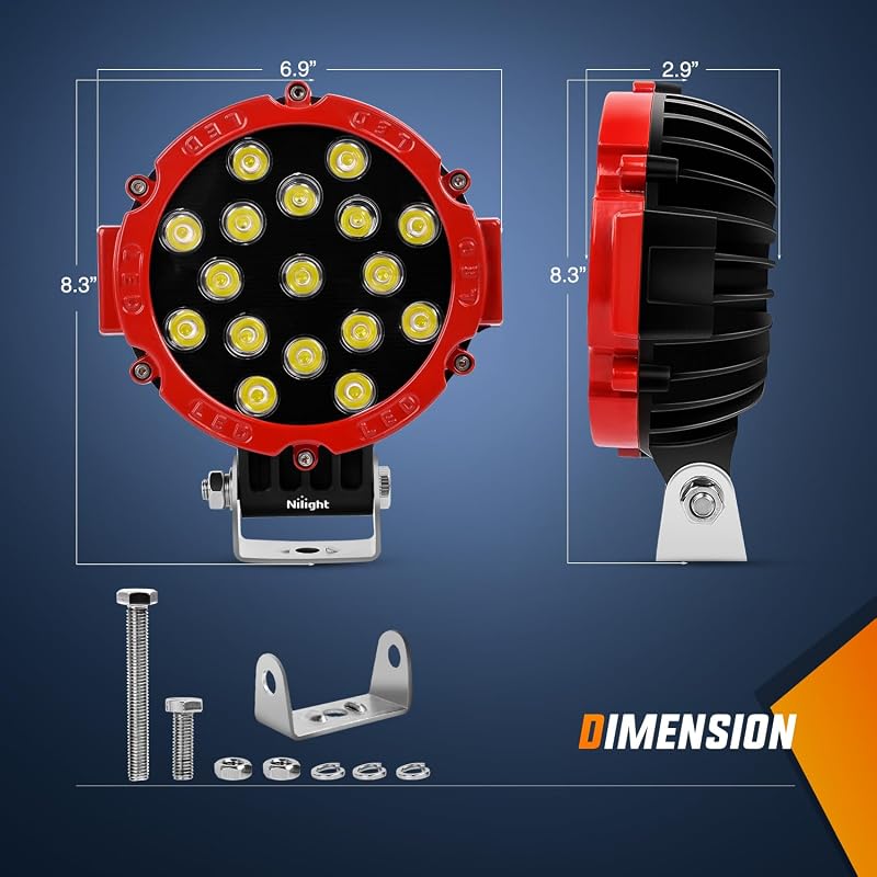 2 Focos LED Cree 185W Rojos para Trabajo y Conducción