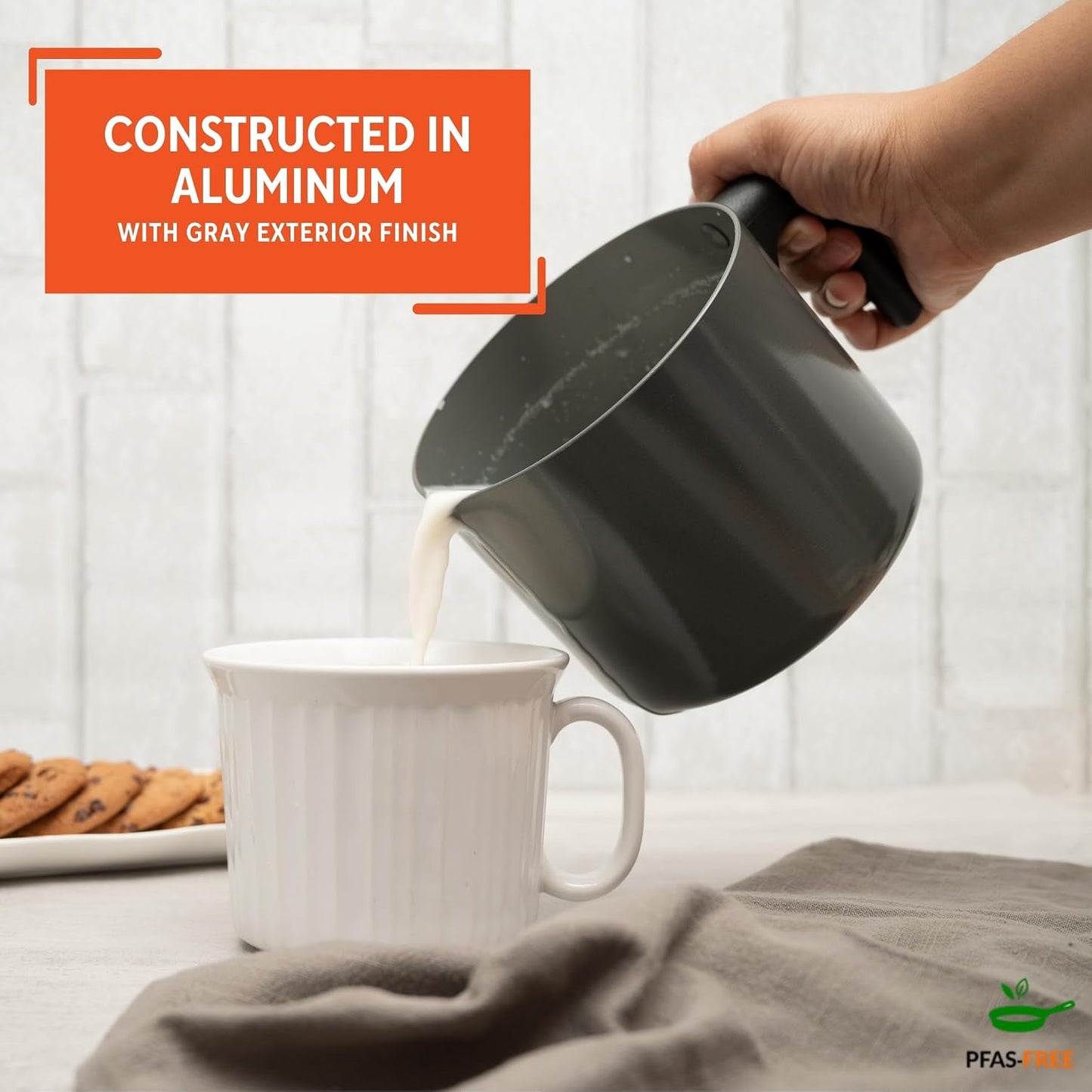Olla leche antiadherente cerámica 1.3qt gris