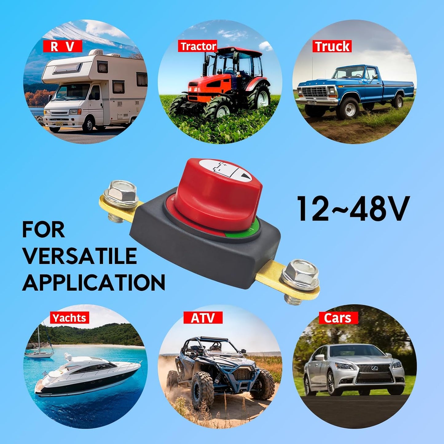 Interruptor batería 12V 48V 275A para coche barco