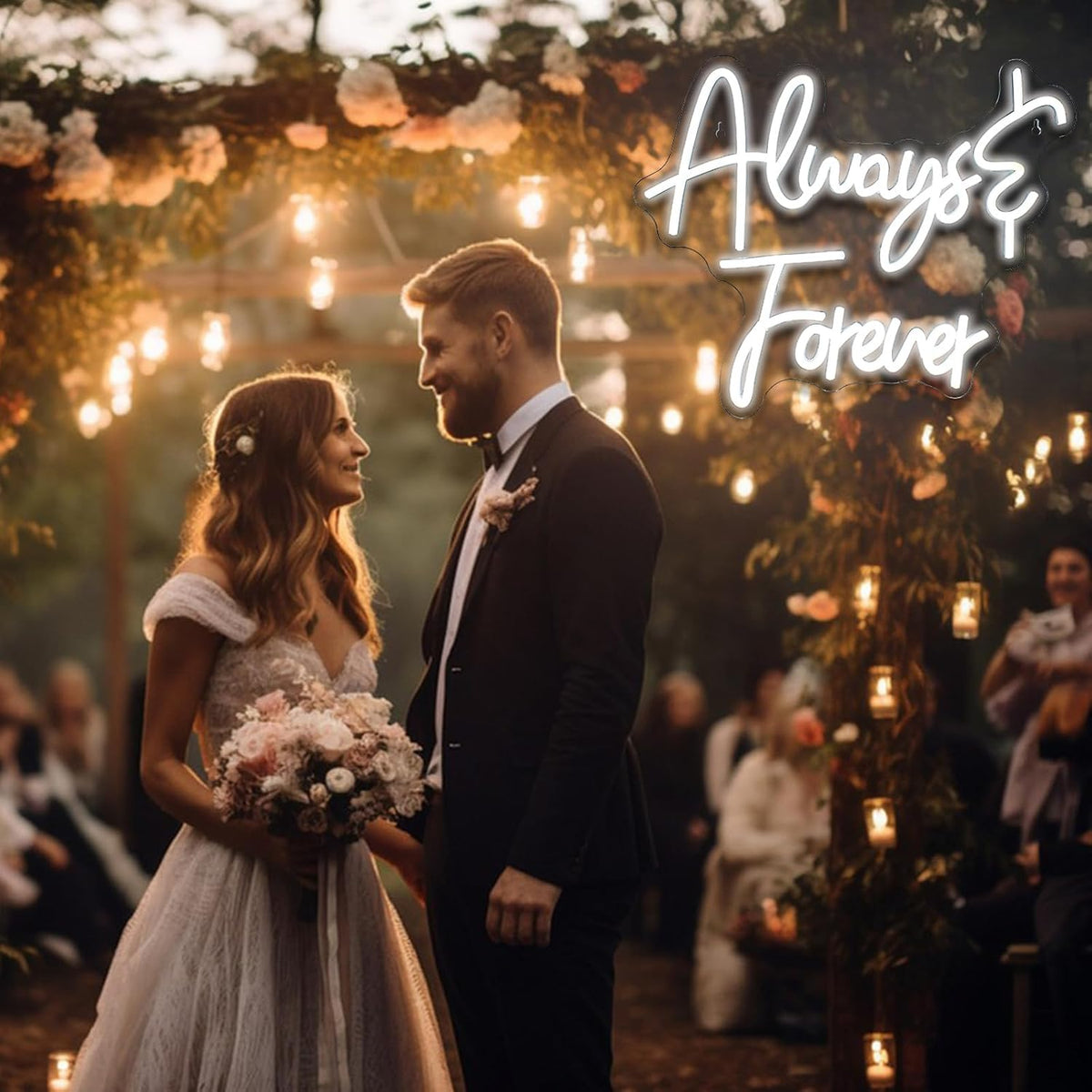 Letrero neón LED Always Forever Love para pared
