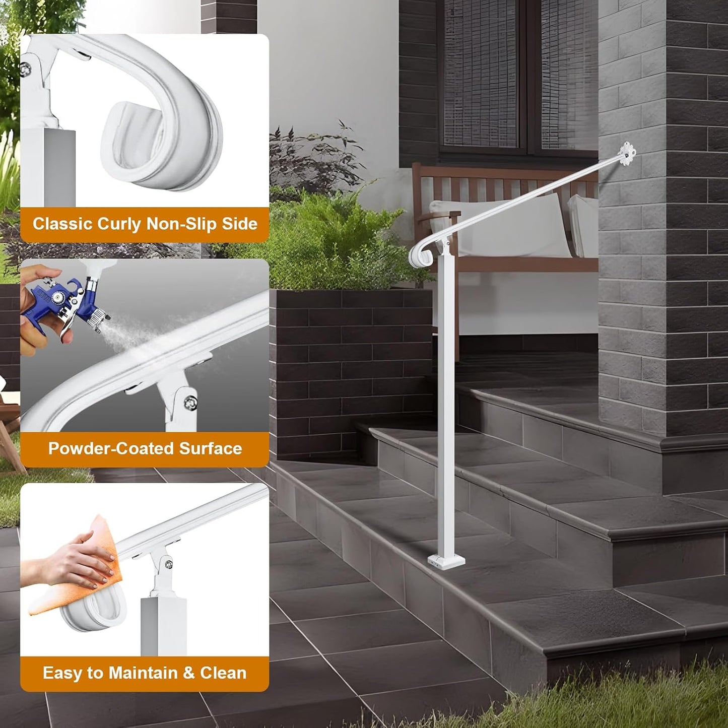 Pasamanos hierro forjado ajustable escalones pared piso
