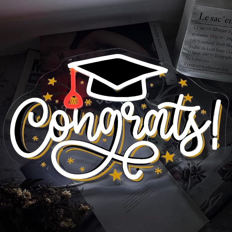 Letrero neón Congrats Grad para graduación 2026
