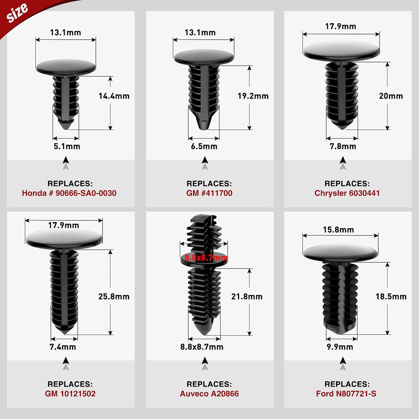 146 Clips Navidad Universal para GM Ford Honda Chrysler