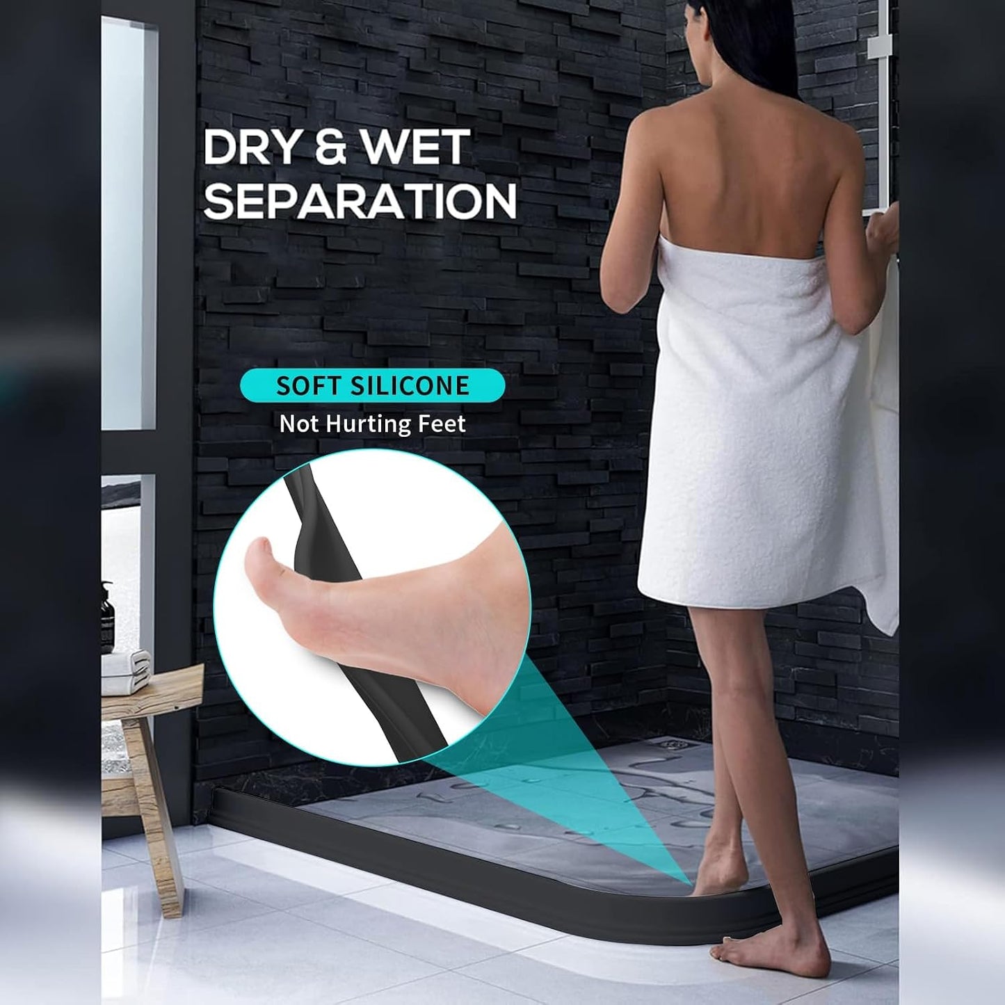 Barrera agua plegable 8 pies negro para ducha