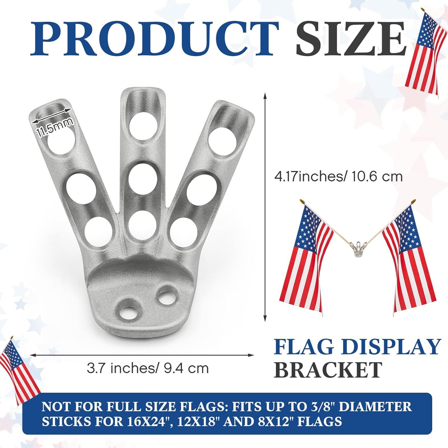 2 Soportes Bandera 3 Agujeros para Palo 3/8" Resistente