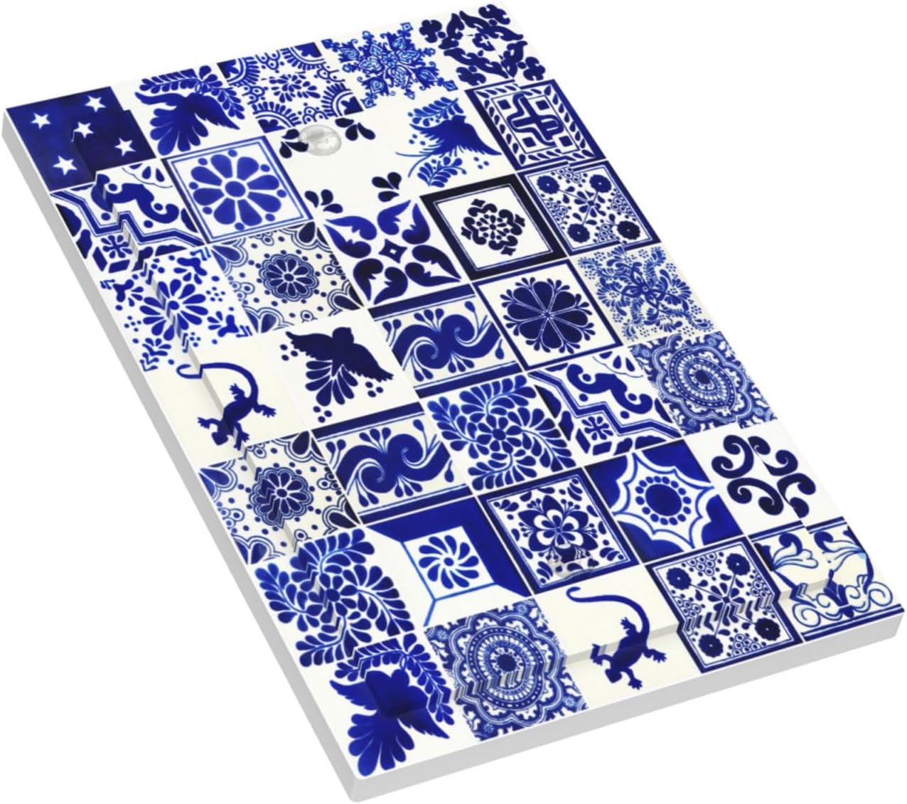 Azulejo bohemio cubierta interruptor luz azul y blanco decorativo