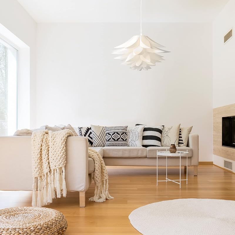 Pantalla lámpara colgante estilo rompecabezas DIY 20pulg Blanco