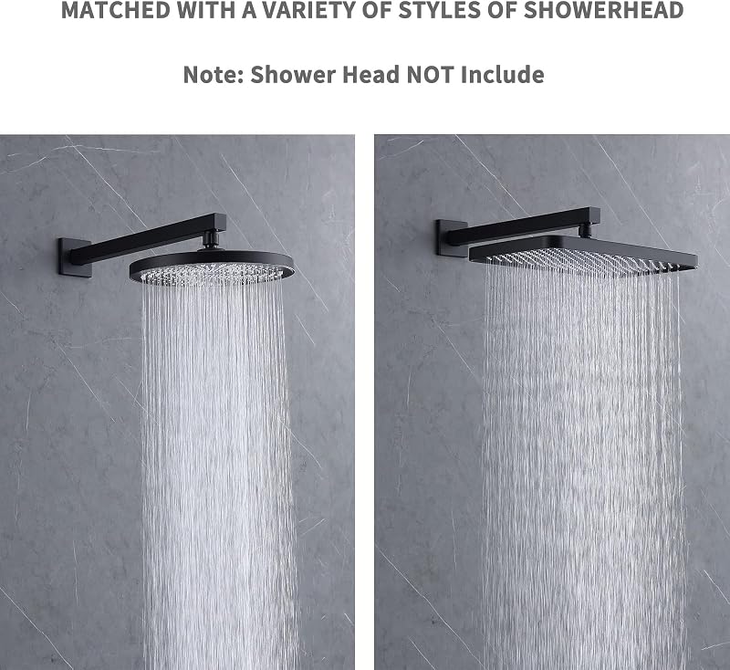 Extensor ducha 16" acero inox negro mate con brida