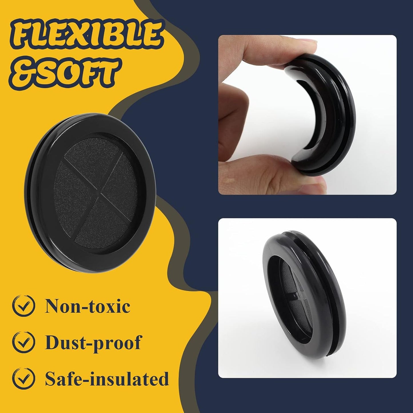 6 Pzas Arandelas Goma Agujero 2" Tapones Cortafuegos Negro