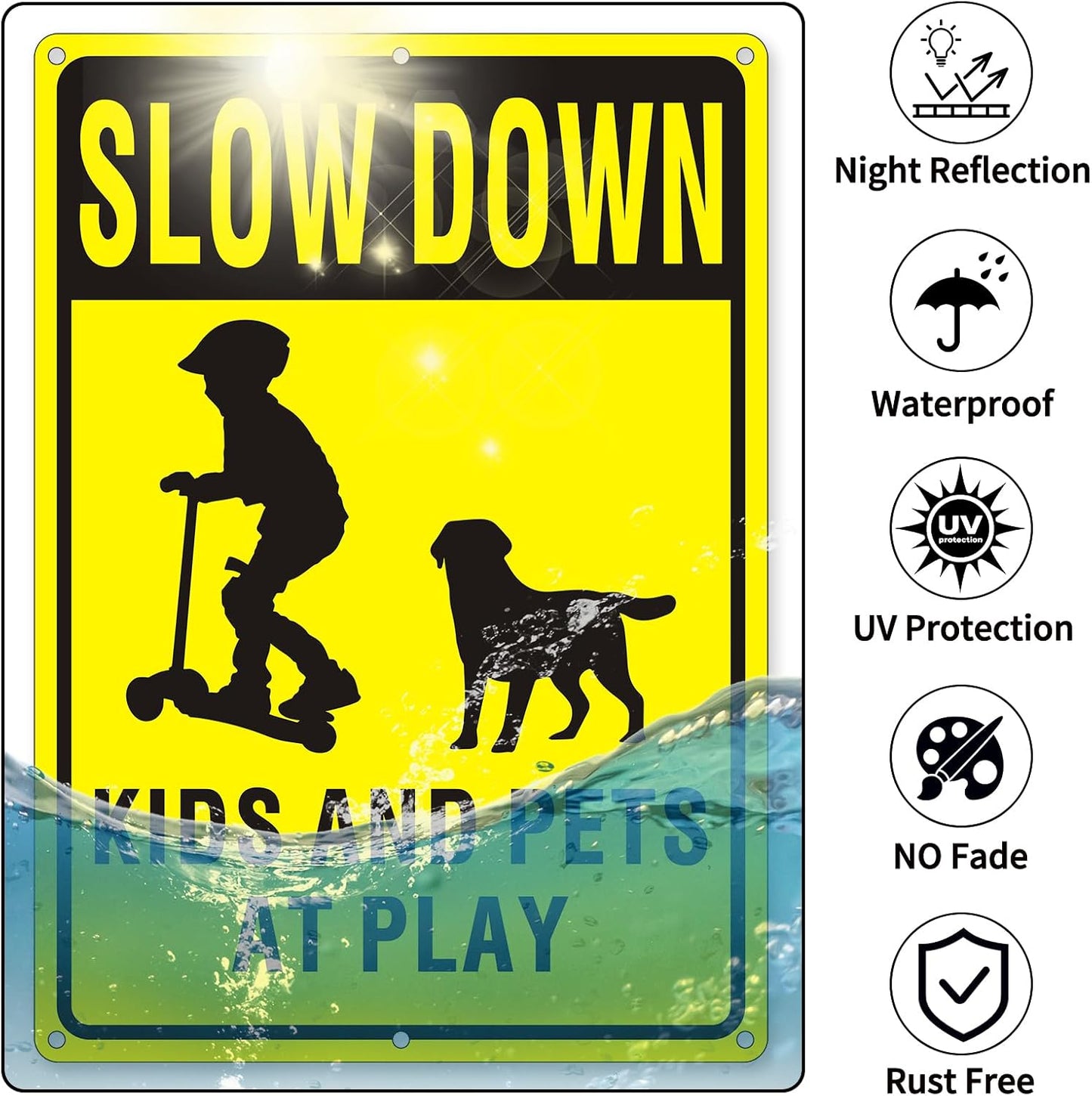 Letrero Slow Kids at Play metal aluminio 10x14"