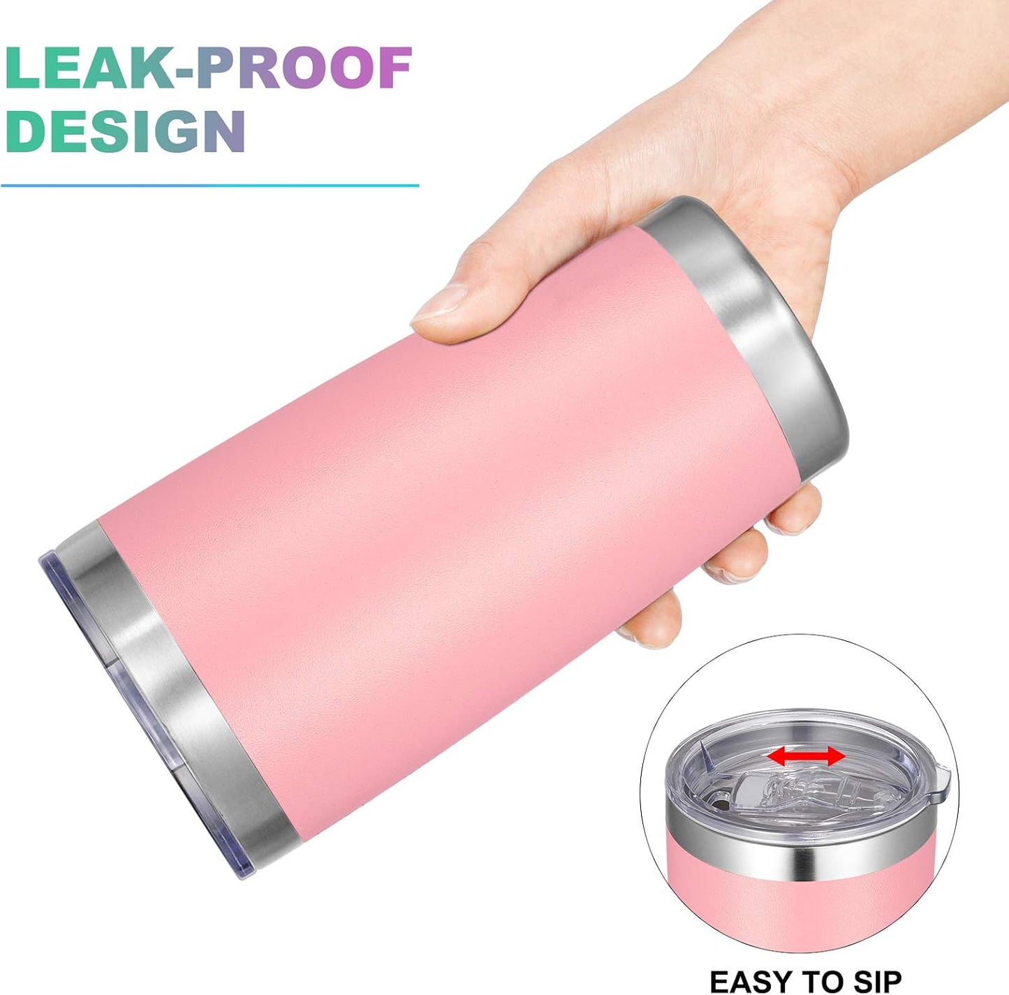Vaso acero inox 20oz con tapa y pajita vacío térmico rosa