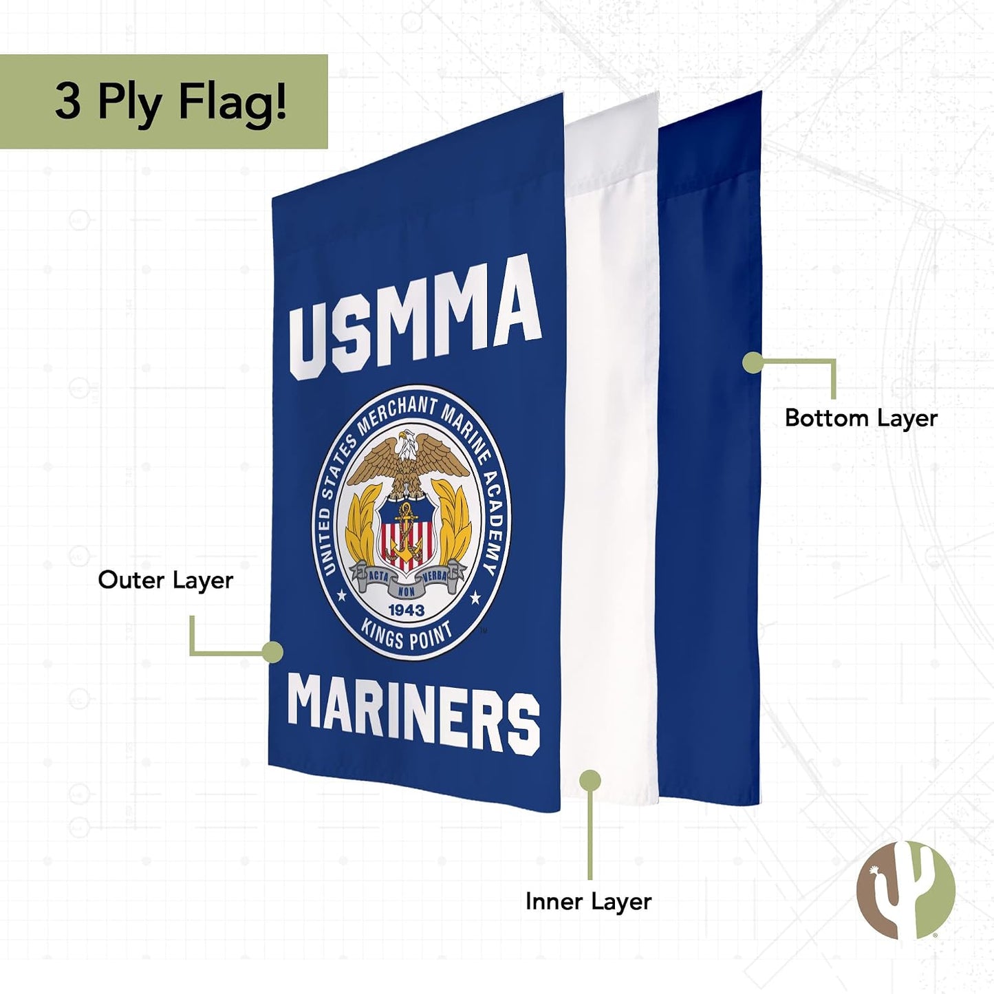 Bandera US Merchant Marine 12x20" decoración exterior