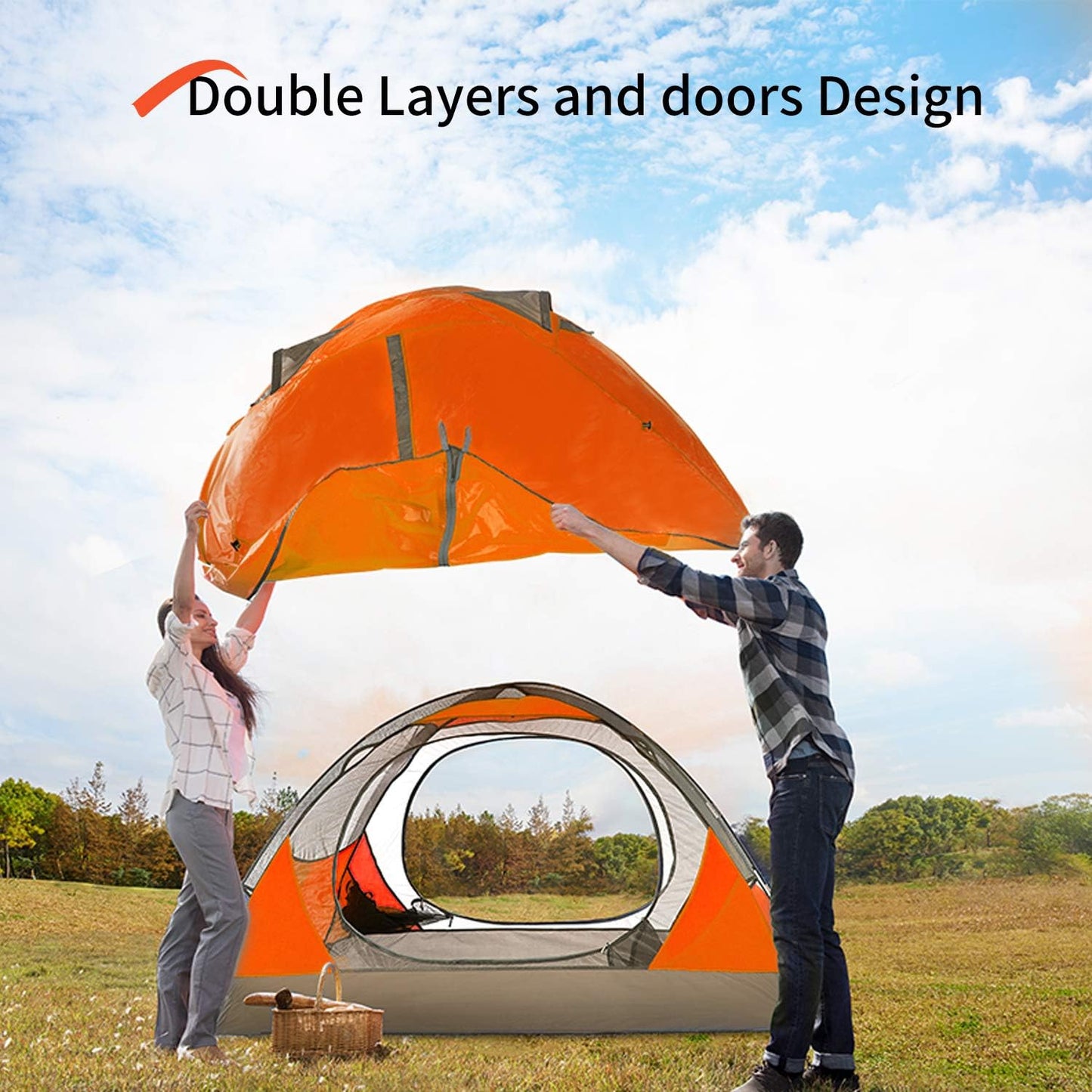 Tienda campaña 2/4 personas ligera impermeable doble capa