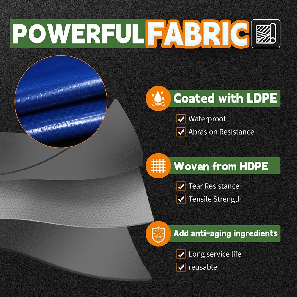 Lona polietileno 20x30ft 8mil impermeable azul reforzada