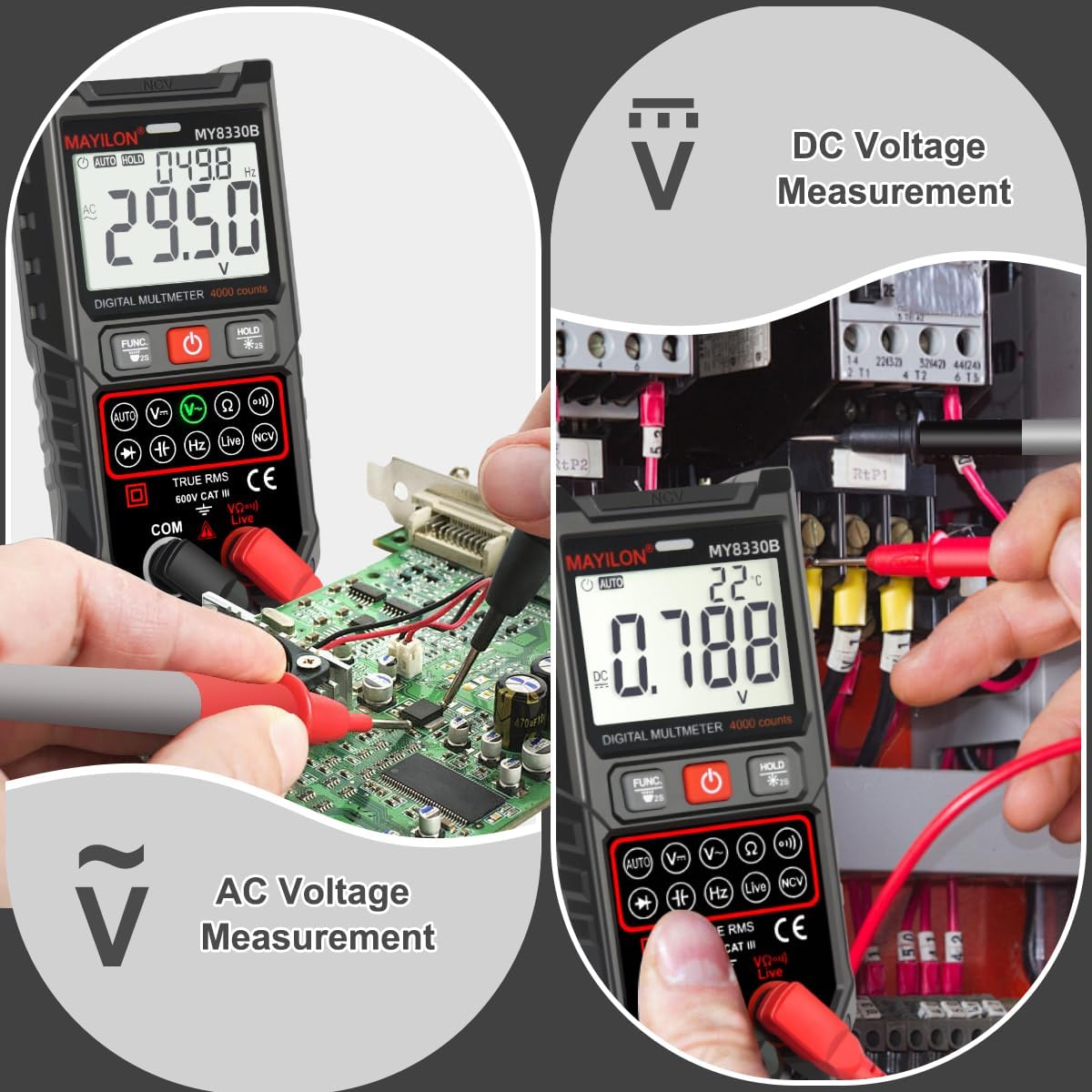 Multímetro TRMS digital automático NCV resistencia