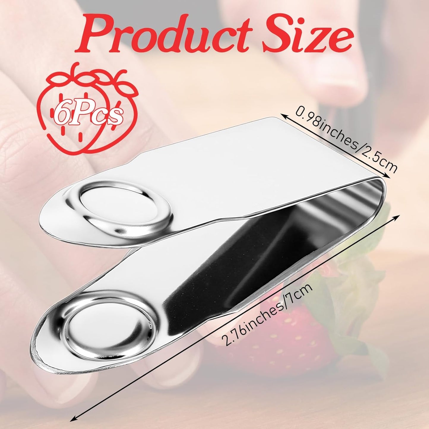 6 Pzas Removedor Tallo Fresa Acero Inox Plata
