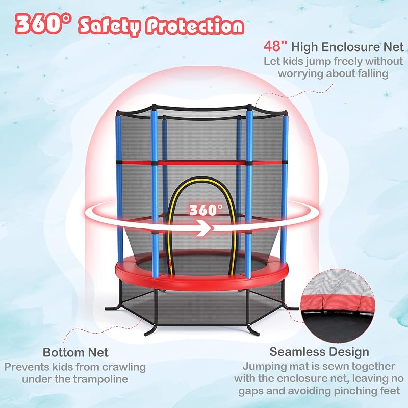 Trampolín niños 55pulg red seguridad diseño sin huecos