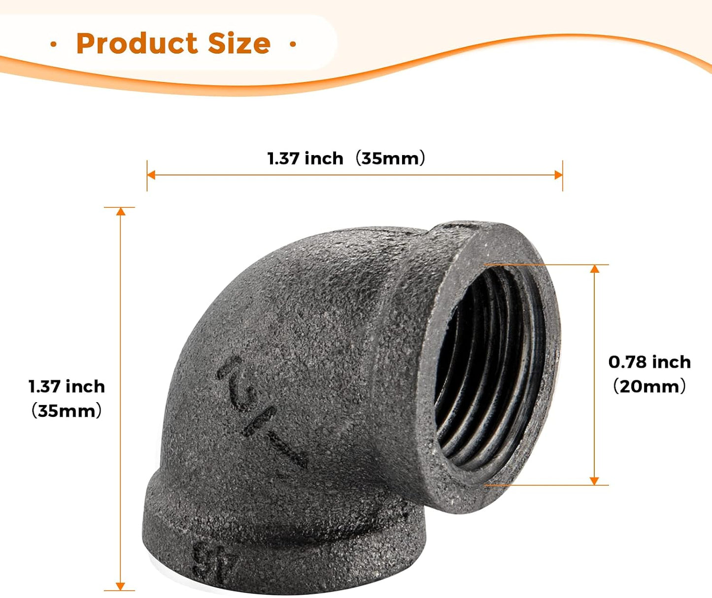 Codo tubo hierro 1/2pulg pack 20 accesorios industrial