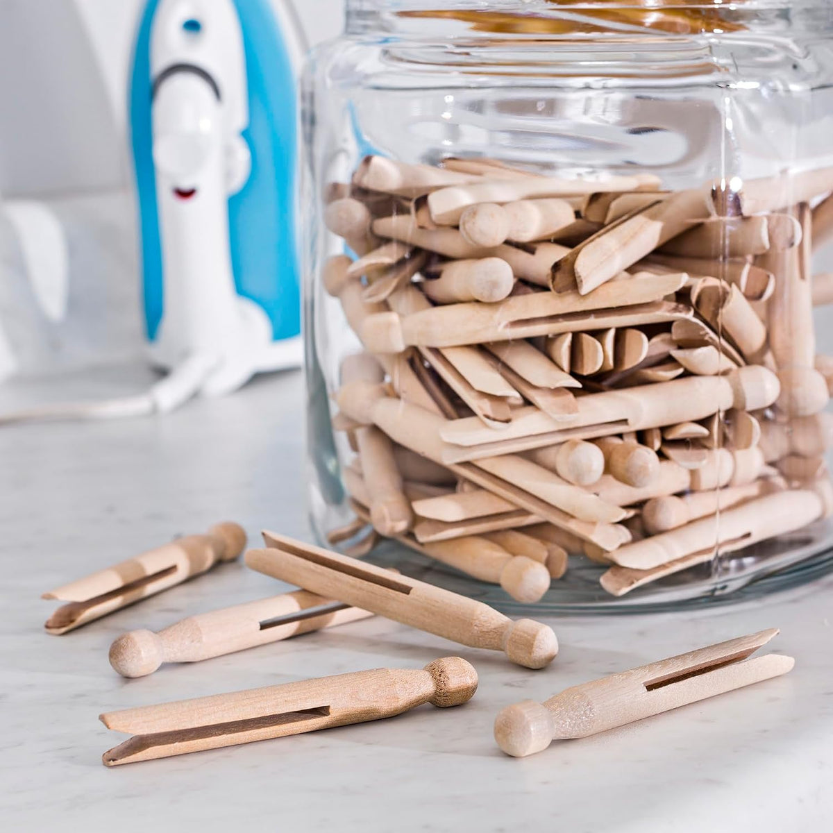100 Pinzas Madera Abedul para Colgar Ropa Secar Lavandería